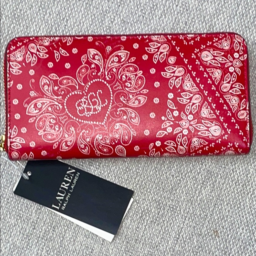 Ralph Lauren Paisley Leather Continental Wallet - Picture 1 of 5
